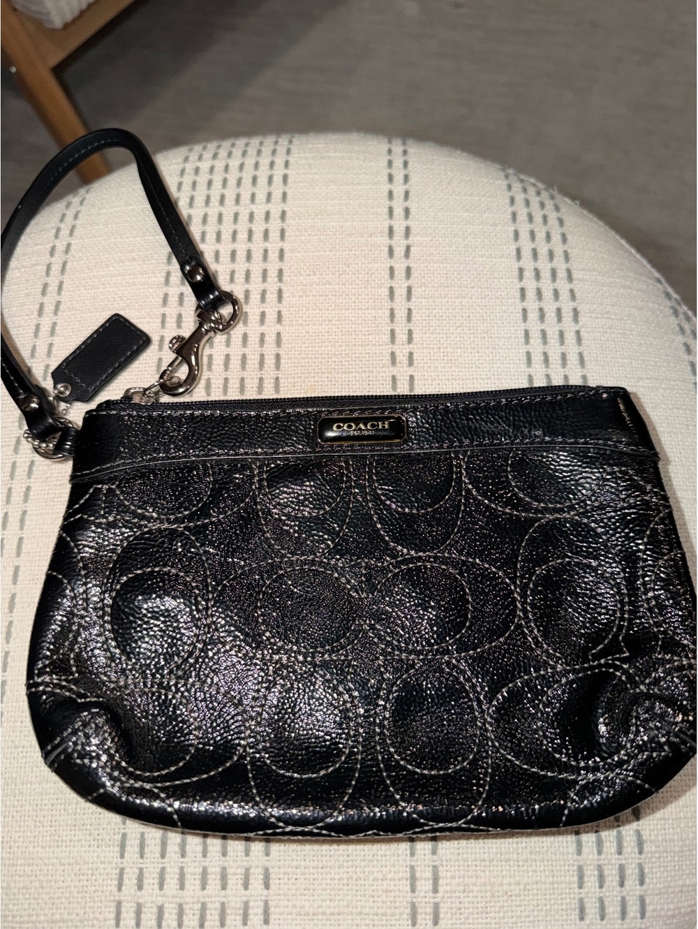 Coach black wristlet pouch